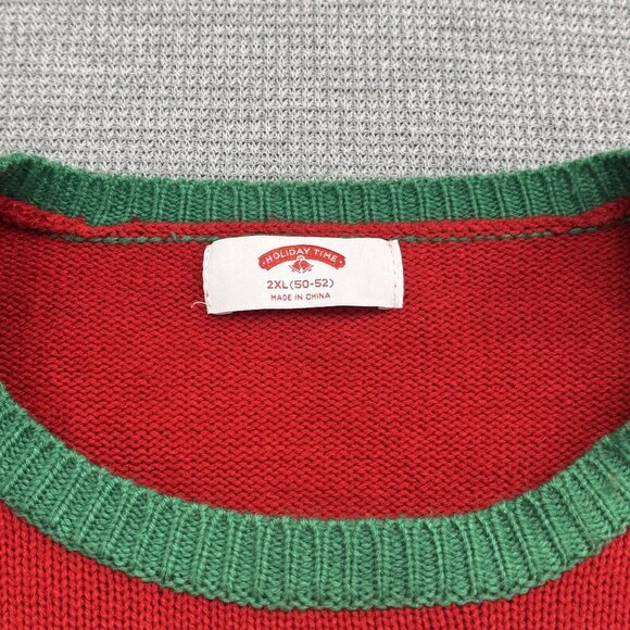 Festive Cow Holiday Christmas Sweater Size 2XL Red Blue Ugly Xmas Knit Pullover - Picture 9 of 15